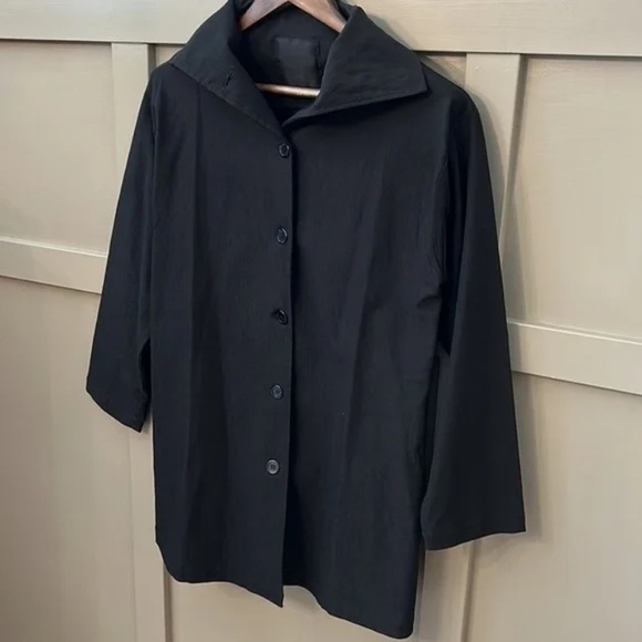 Blanque Longline Black Jacket Coat Button Front W/ Pockets Size Medium - Picture 10 of 14